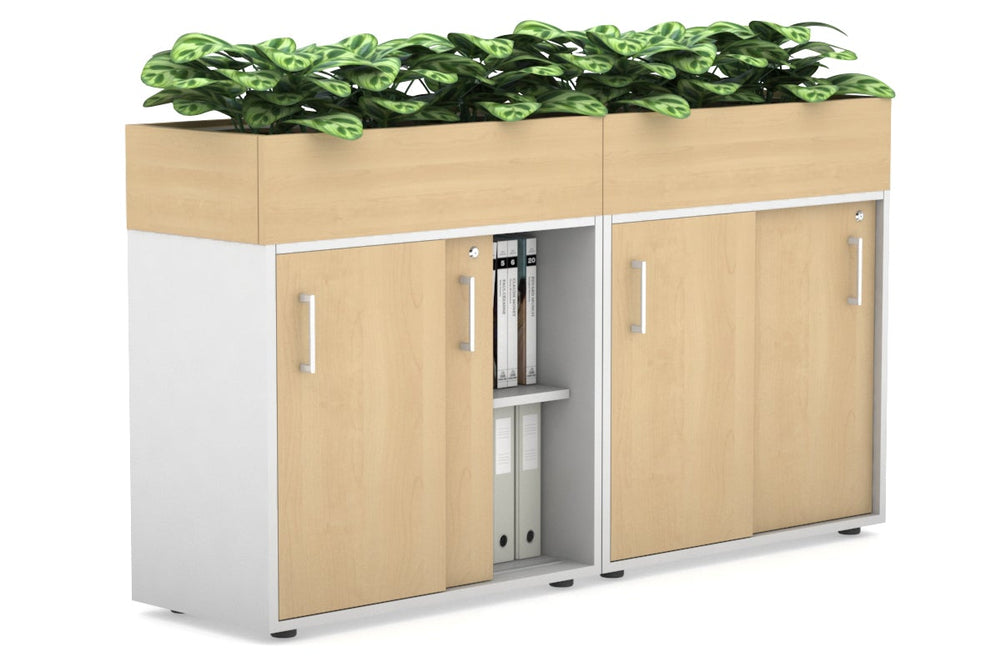 Uniform Credenza + Planter Box [1600W x 975H x 428D]-White maple white handle