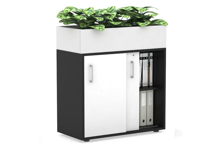 Uniform Credenza + Planter Box [800W x 975H x 428D] Jasonl Black white silver handle