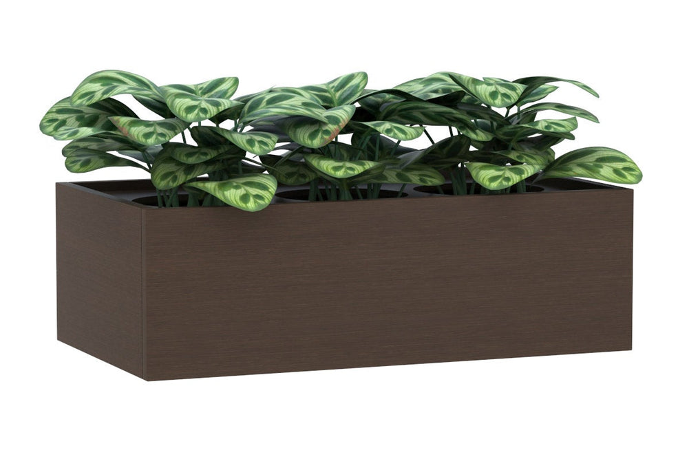 Uniform Credenza + Planter Box [800W x 975H x 428D]-Black dark oak black handle