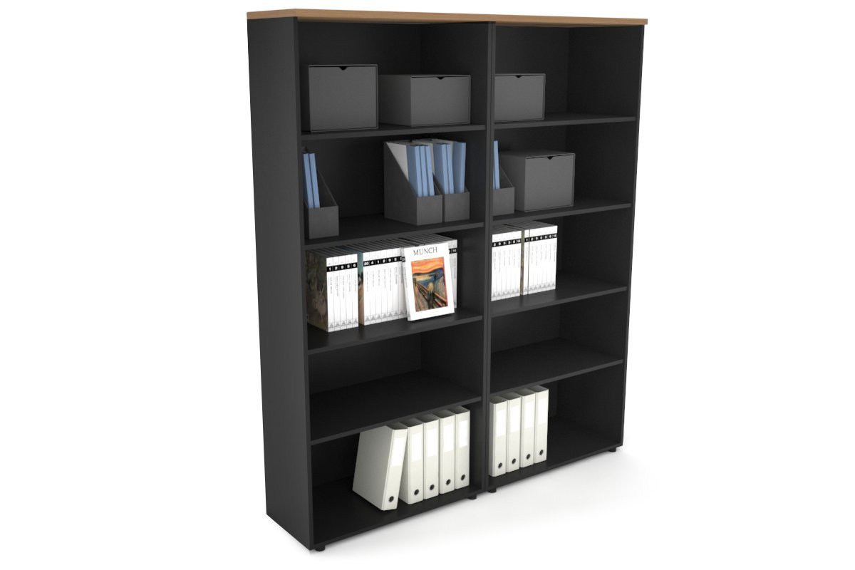 Uniform Large Open Bookcase [1600W x 1870H x 350D] Jasonl Black salvage oak 