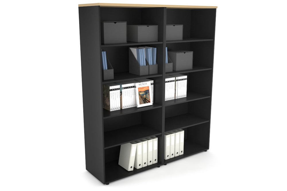 Uniform Large Open Bookcase [1600W x 1870H x 450D]-Black maple 