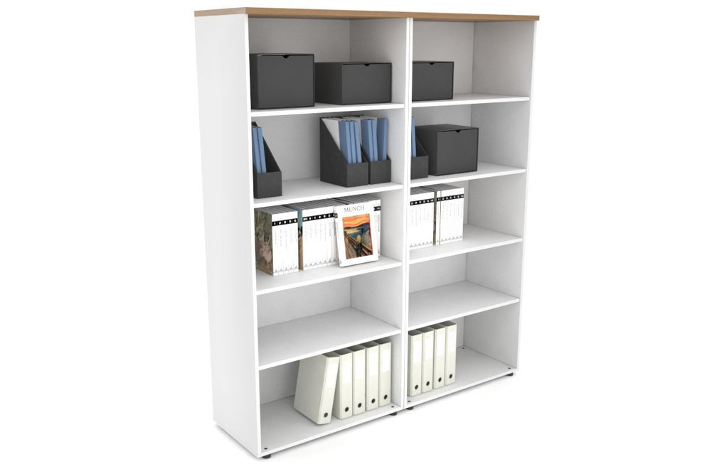 Uniform Large Open Bookcase [1600W x 1870H x 450D]-White salvage oak 