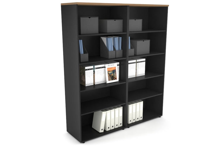 Uniform Large Open Bookcase [1600W x 1870H x 450D] Jasonl Black salvage oak 
