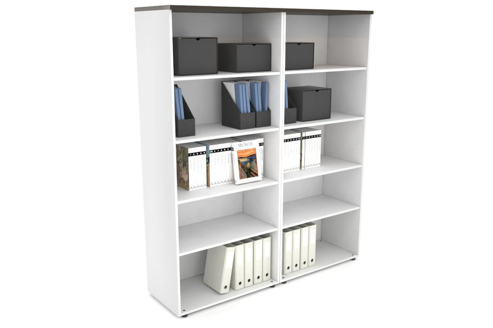 Uniform Large Open Bookcase [1600W x 1870H x 450D]-White dark oak 