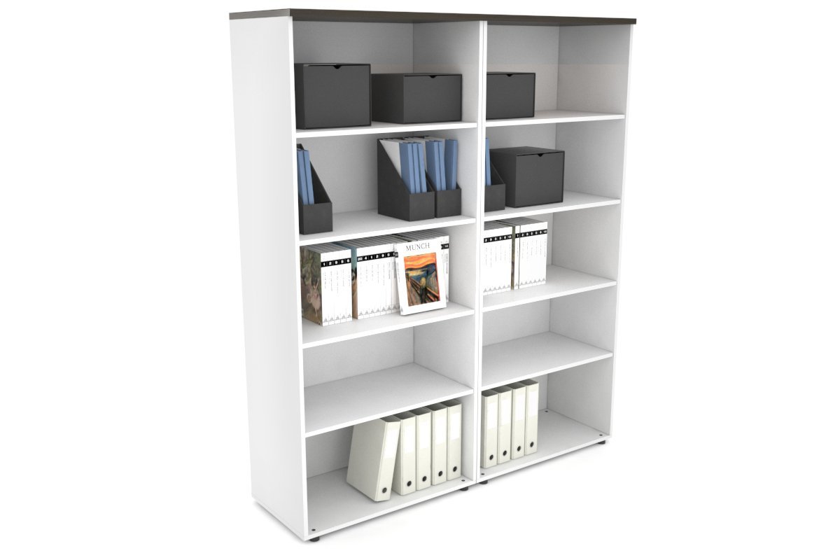 Uniform Large Open Bookcase [1600W x 1870H x 450D] Jasonl White dark oak 