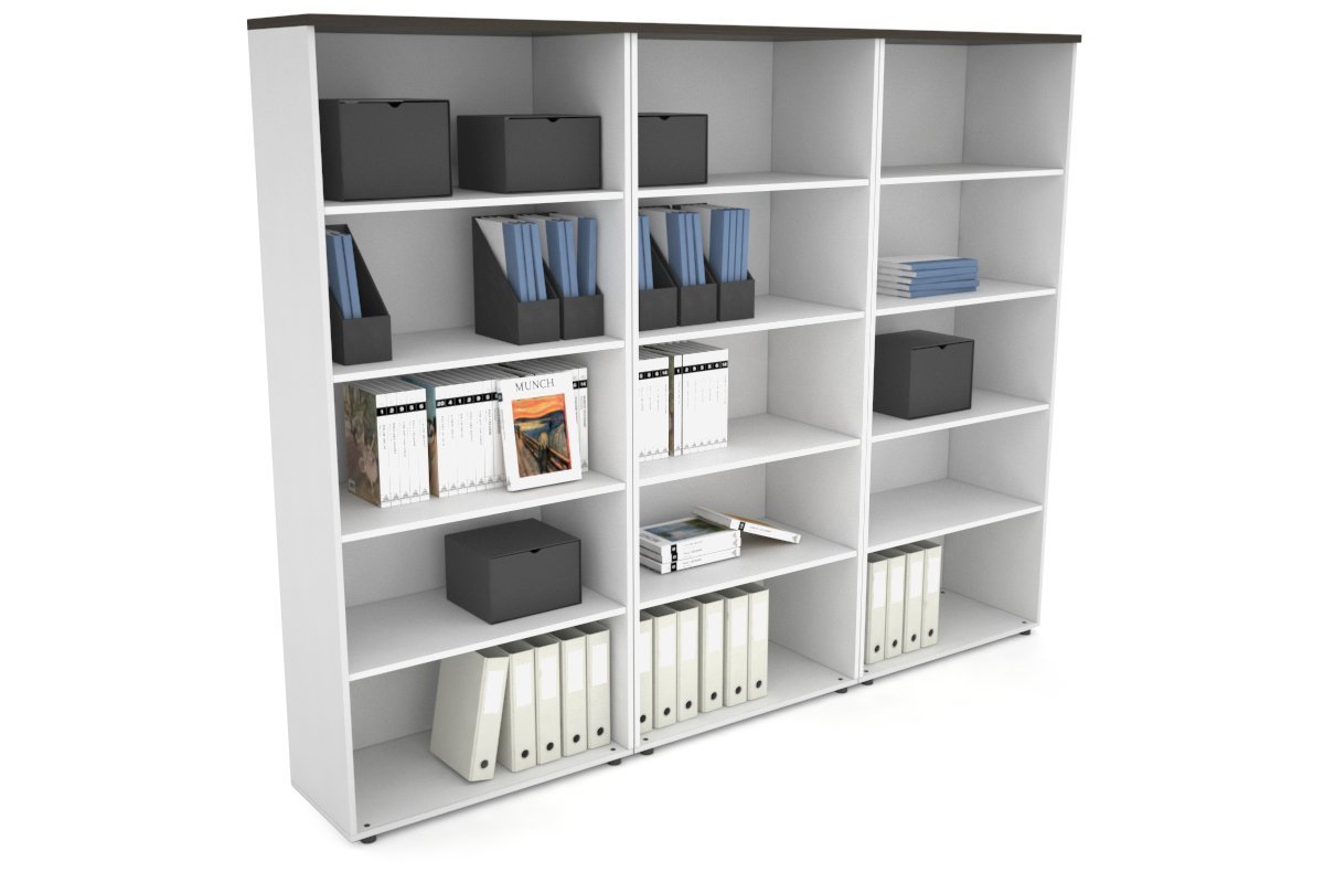 Uniform Large Open Bookcase [2400W x 1870H x 350D] Jasonl White dark oak 