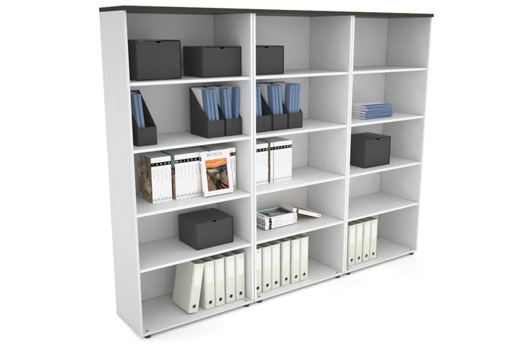 Uniform Large Open Bookcase [2400W x 1870H x 350D] Jasonl White dark oak 