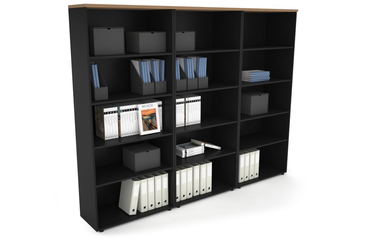Uniform Large Open Bookcase [2400W x 1870H x 350D] Jasonl Black salvage oak 