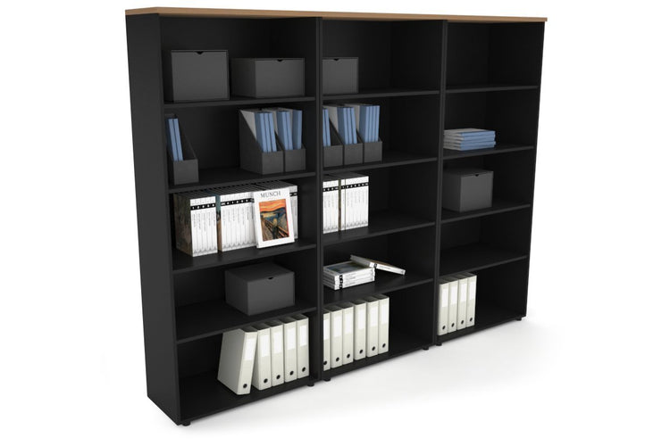 Uniform Large Open Bookcase [2400W x 1870H x 350D] Jasonl Black salvage oak 