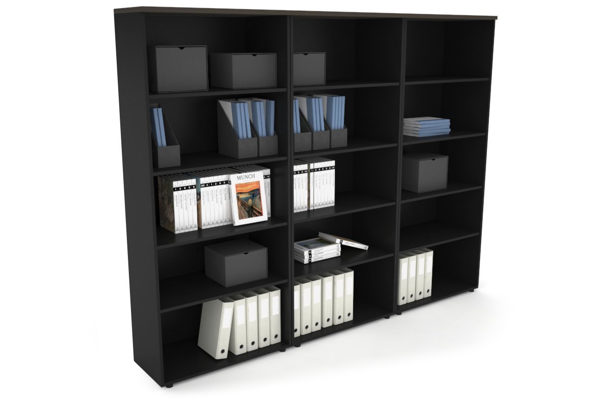 Uniform Large Open Bookcase [2400W x 1870H x 350D] Jasonl Black dark oak 