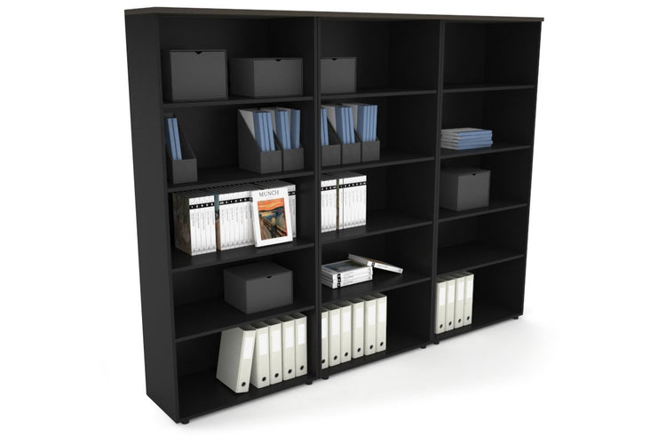 Uniform Large Open Bookcase [2400W x 1870H x 350D] Jasonl Black dark oak 