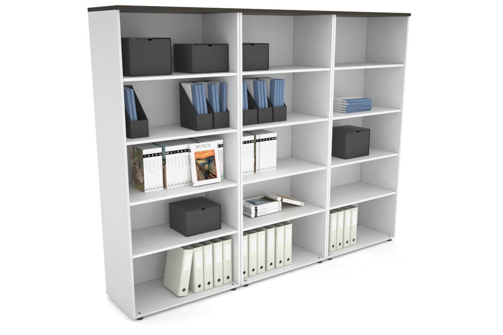 Uniform Large Open Bookcase [2400W x 1870H x 450D]-White dark oak 