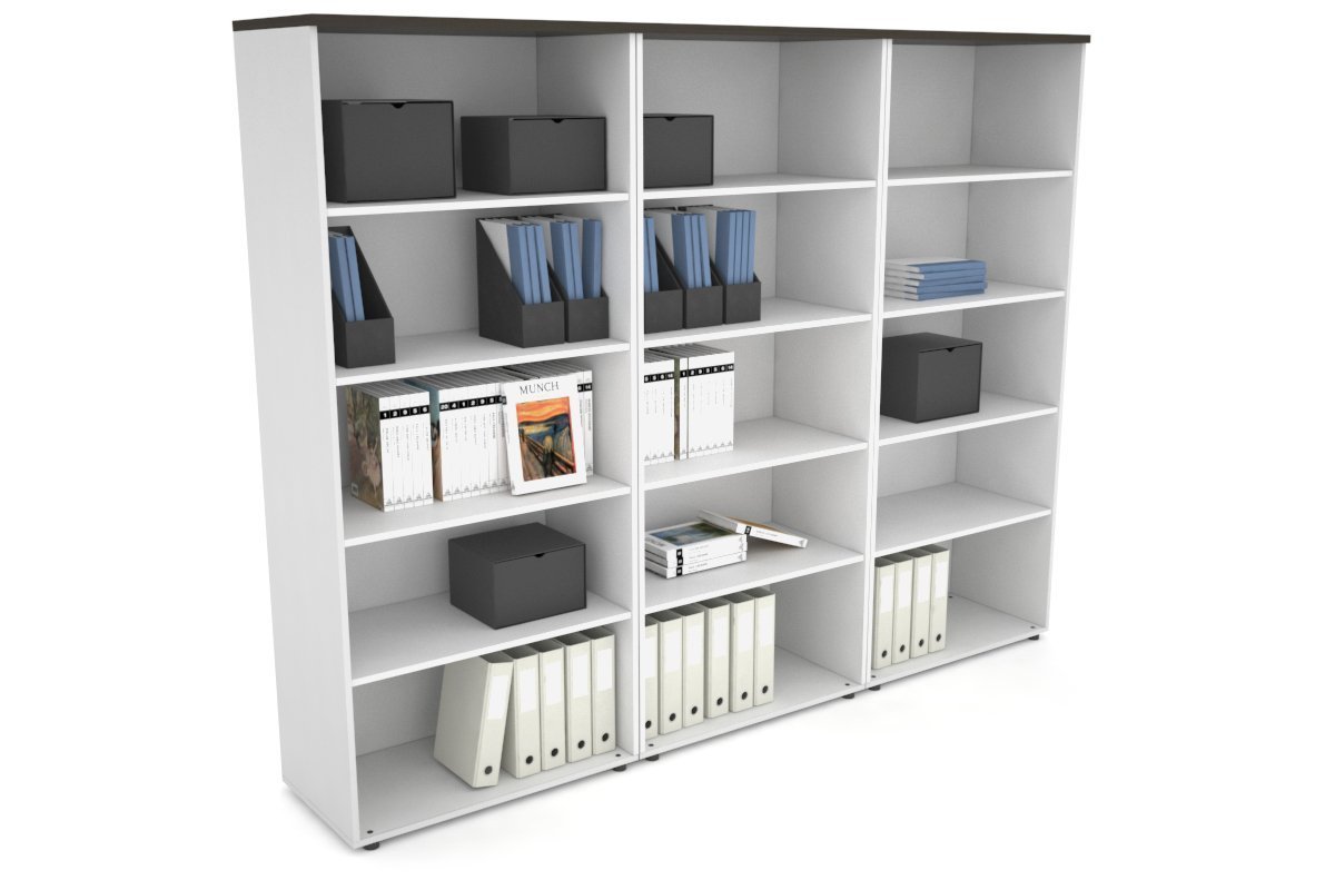 Uniform Large Open Bookcase [2400W x 1870H x 450D]-White dark oak 