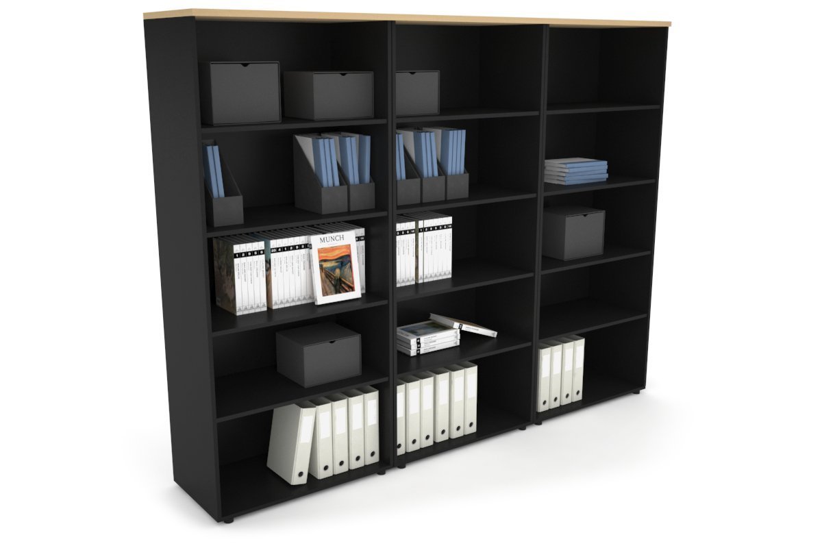 Uniform Large Open Bookcase [2400W x 1870H x 450D]-Black maple 