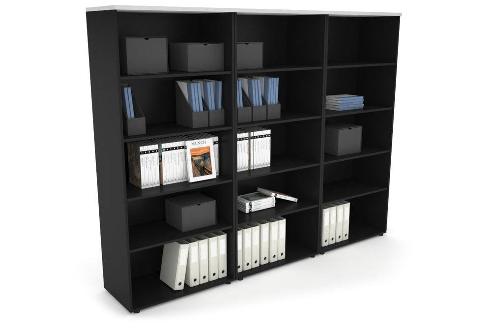 Uniform Large Open Bookcase [2400W x 1870H x 450D]-Black white 
