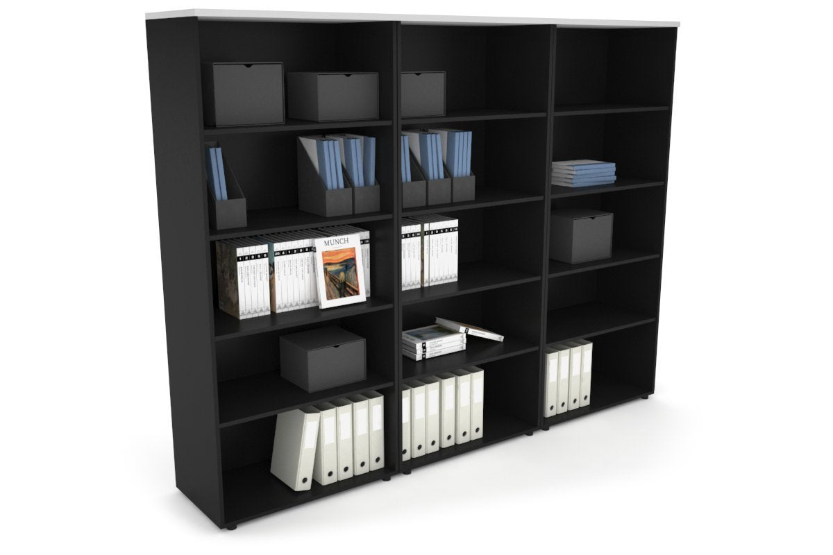 Uniform Large Open Bookcase [2400W x 1870H x 450D]-Black white 