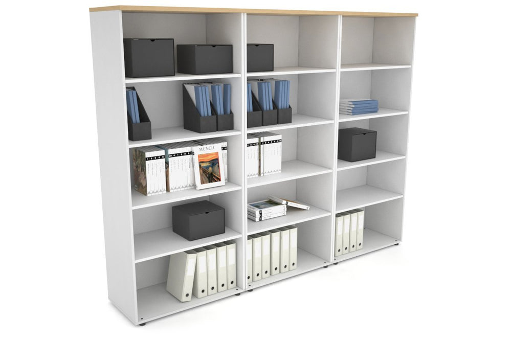 Uniform Large Open Bookcase [2400W x 1870H x 450D]-White maple 