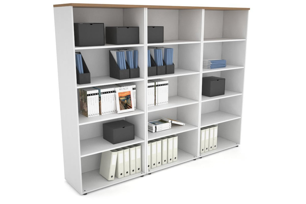 Uniform Large Open Bookcase [2400W x 1870H x 450D]-White salvage oak 