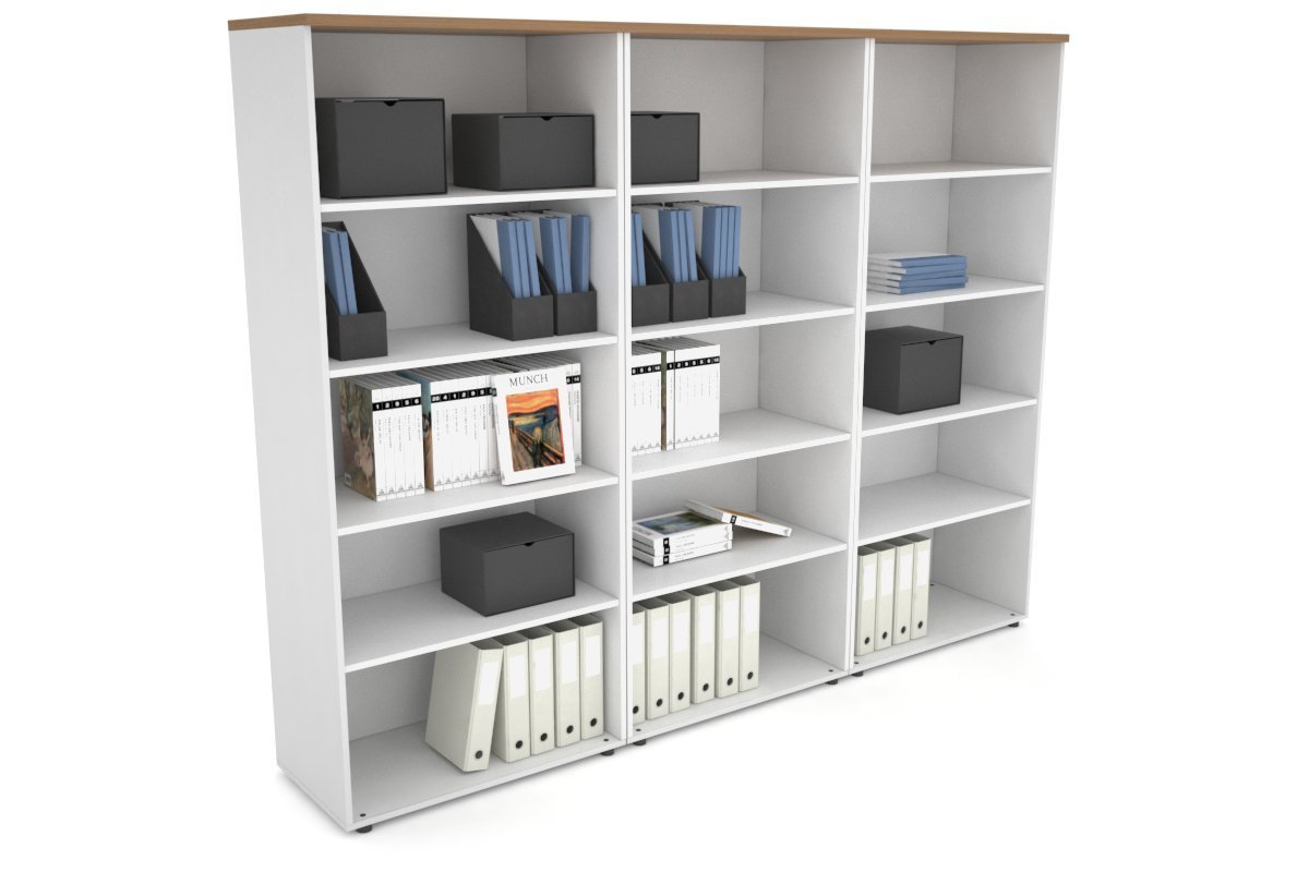Uniform Large Open Bookcase [2400W x 1870H x 450D]-White salvage oak 