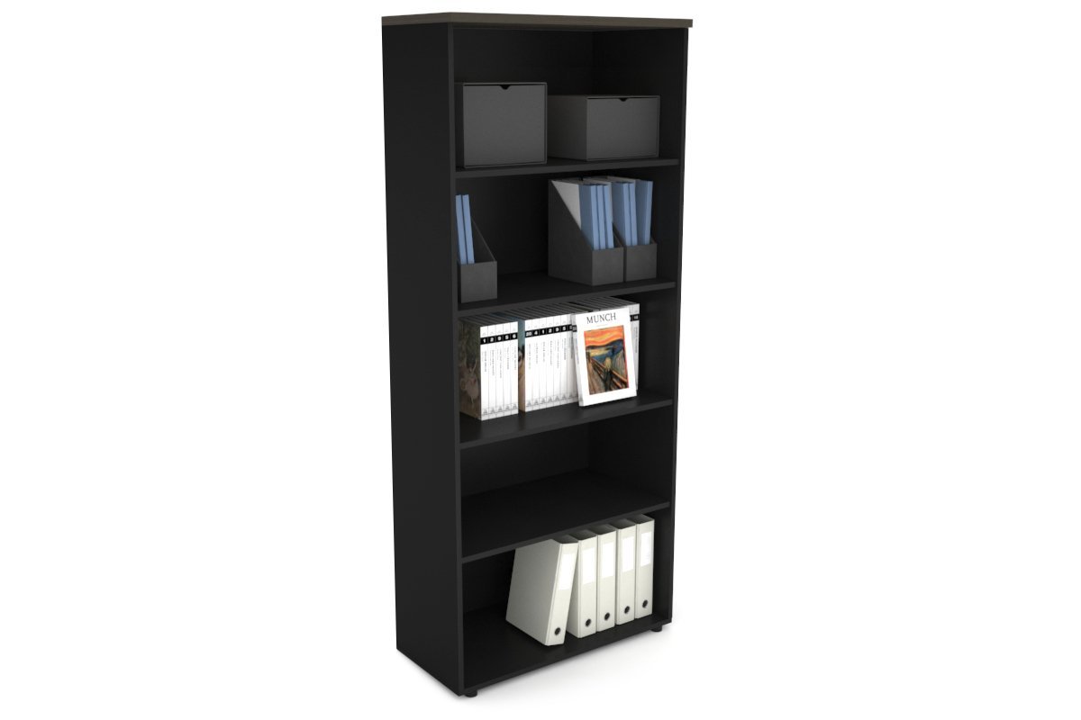 Uniform Large Open Bookcase [800W x 1870H x 350D] Jasonl Black dark oak 