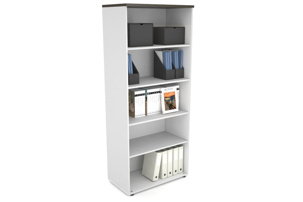 Uniform Large Open Bookcase [800W x 1870H x 450D]-White dark oak 