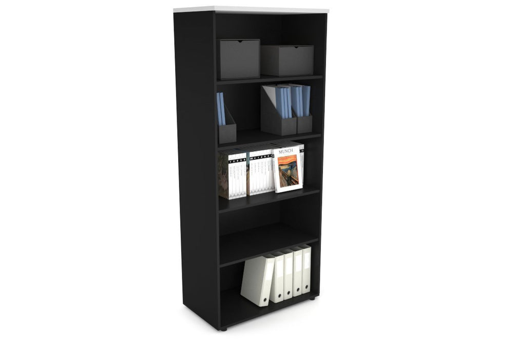 Uniform Large Open Bookcase [800W x 1870H x 450D]-Black white 