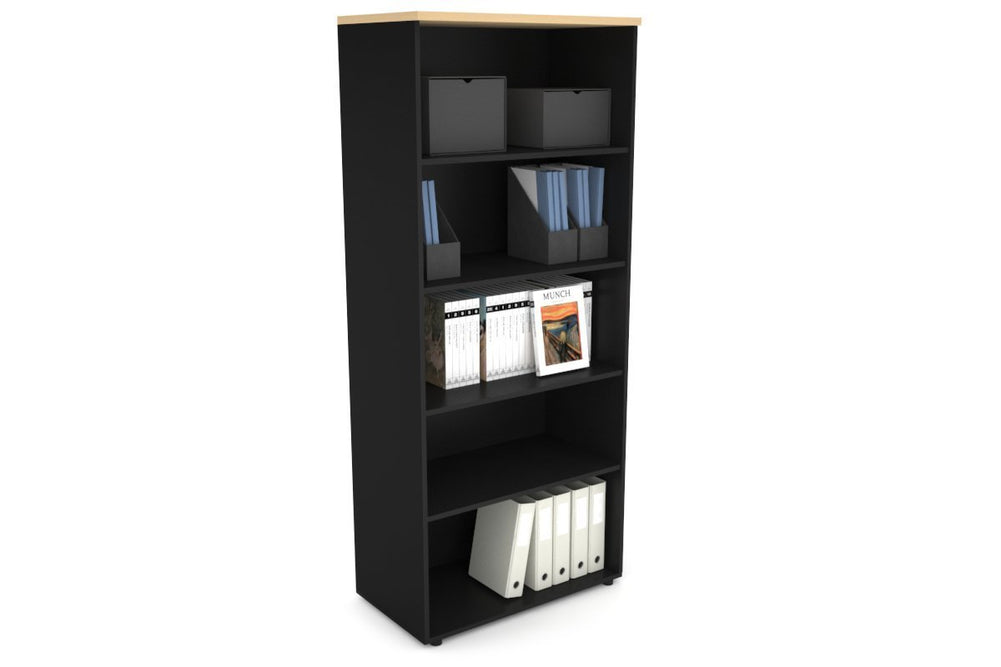 Uniform Large Open Bookcase [800W x 1870H x 450D]-Black maple 
