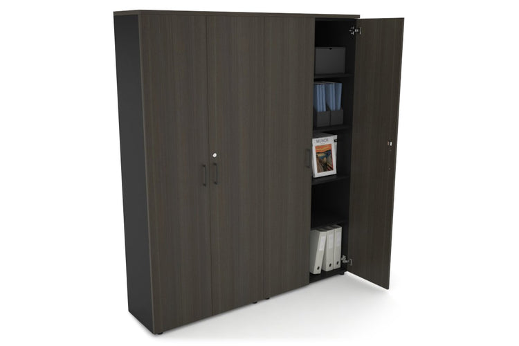 Uniform Large Storage Cupboard with Large Doors [1600W x 1870H x 350D] Jasonl Black dark oak black handle