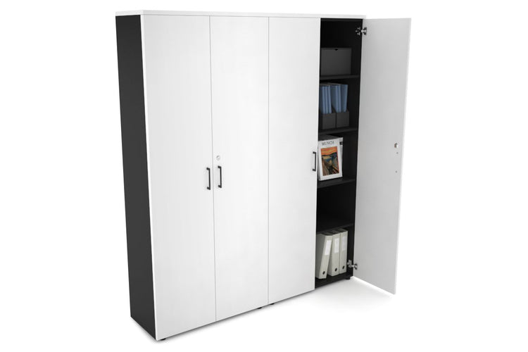 Uniform Large Storage Cupboard with Large Doors [1600W x 1870H x 350D] Jasonl Black white black handle