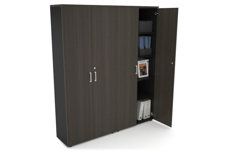 Uniform Large Storage Cupboard with Large Doors [1600W x 1870H x 350D] Jasonl Black dark oak white handle