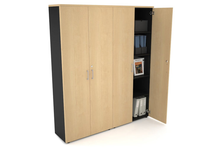 Uniform Large Storage Cupboard with Large Doors [1600W x 1870H x 350D] Jasonl Black maple silver handle