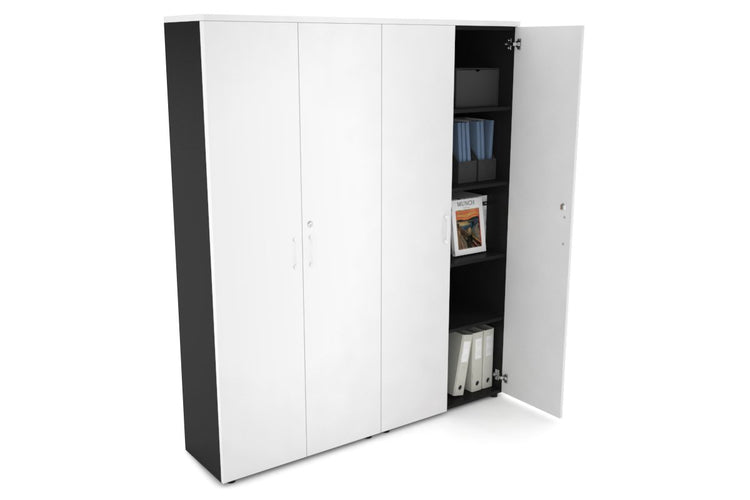 Uniform Large Storage Cupboard with Large Doors [1600W x 1870H x 350D] Jasonl Black white white handle
