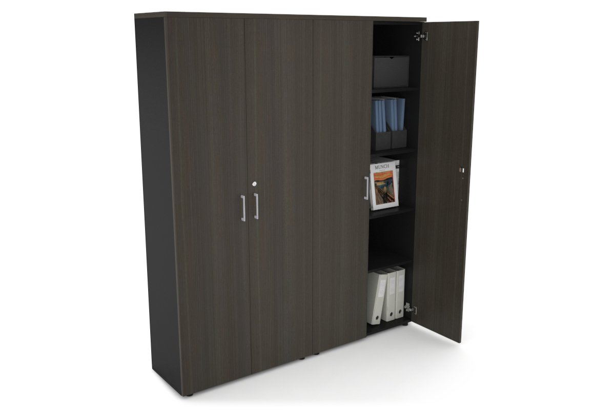 Uniform Large Storage Cupboard with Large Doors [1600W x 1870H x 350D] Jasonl Black dark oak silver handle