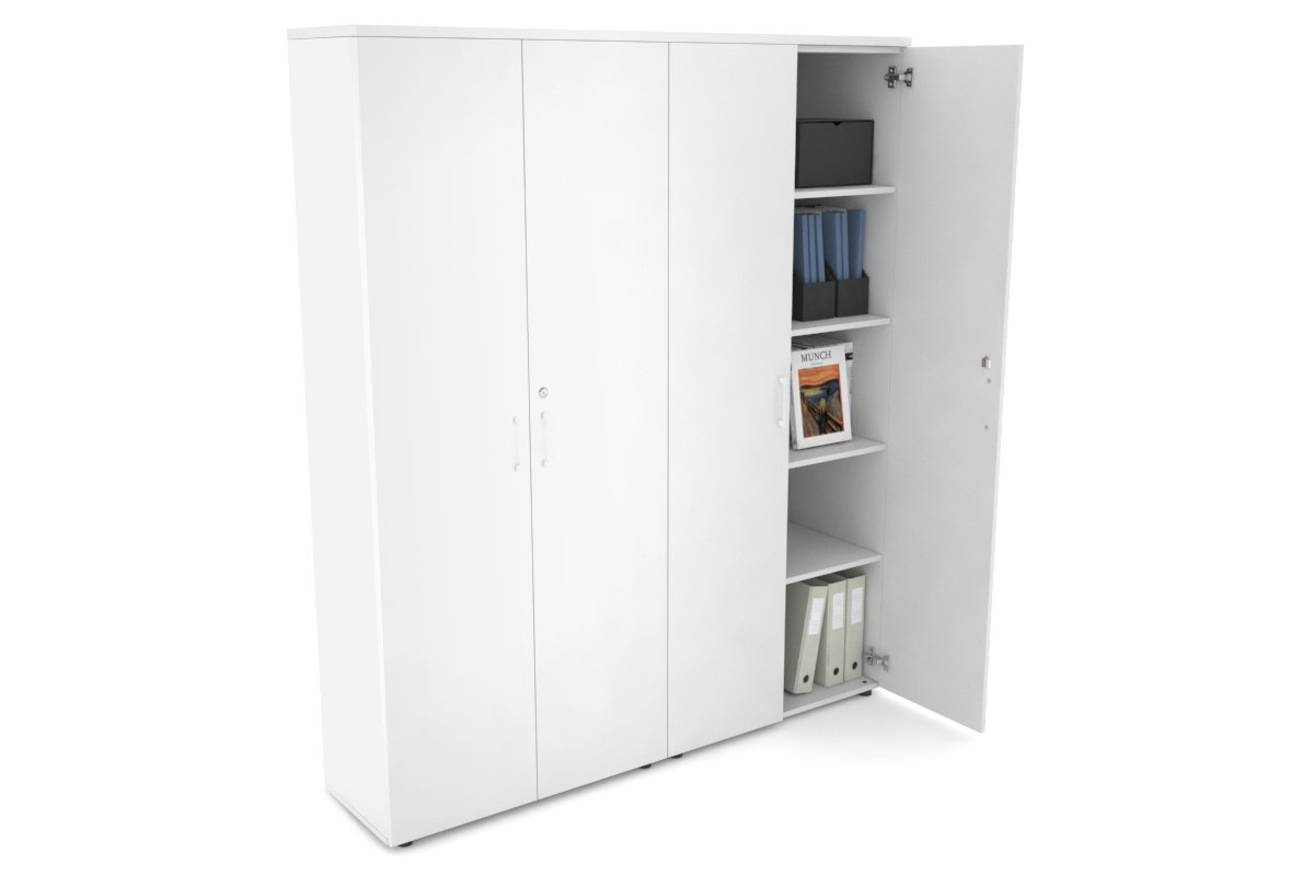 Uniform Large Storage Cupboard with Large Doors [1600W x 1870H x 350D] Jasonl White white white handle