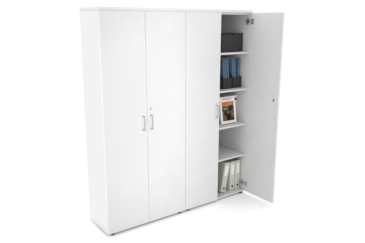 Uniform Large Storage Cupboard with Large Doors [1600W x 1870H x 350D] Jasonl White white silver handle