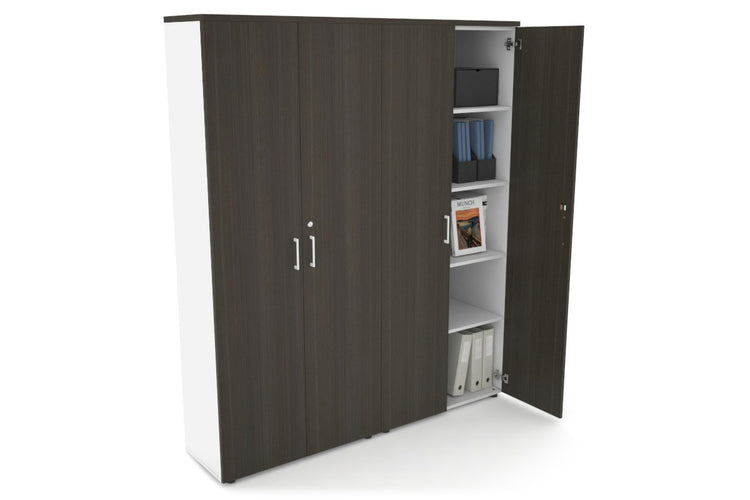 Uniform Large Storage Cupboard with Large Doors [1600W x 1870H x 350D] Jasonl White dark oak white handle