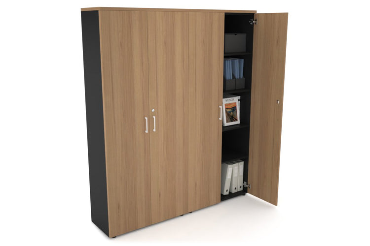 Uniform Large Storage Cupboard with Large Doors [1600W x 1870H x 350D] Jasonl Black salvage oak white handle
