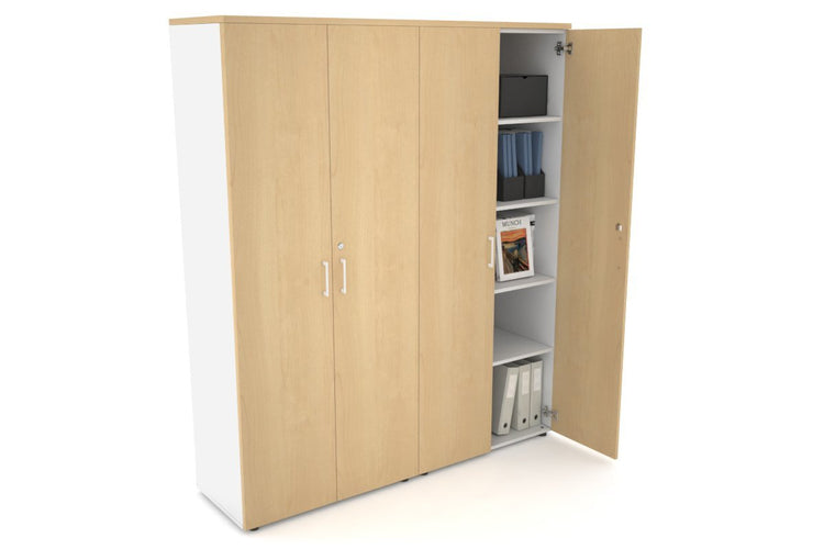 Uniform Large Storage Cupboard with Large Doors [1600W x 1870H x 450D] Jasonl White maple white handle