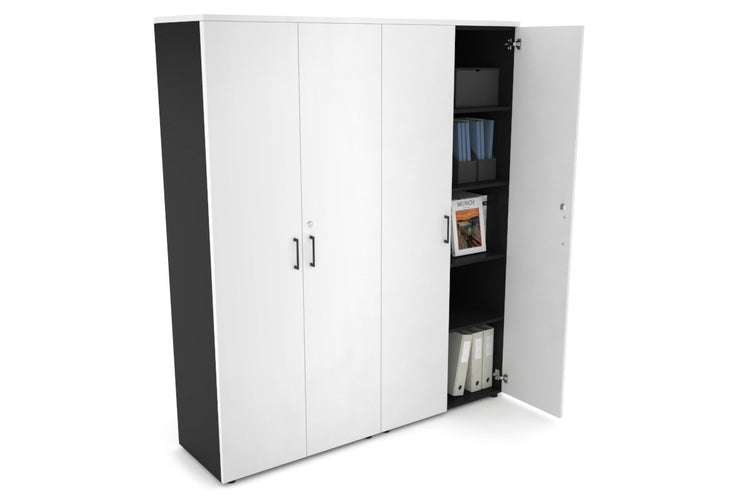 Uniform Large Storage Cupboard with Large Doors [1600W x 1870H x 450D] Jasonl Black white black handle