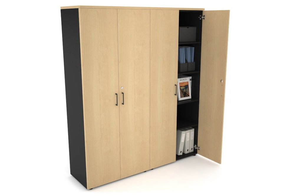Uniform Large Storage Cupboard with Large Doors [1600W x 1870H x 450D]-Black maple black handle