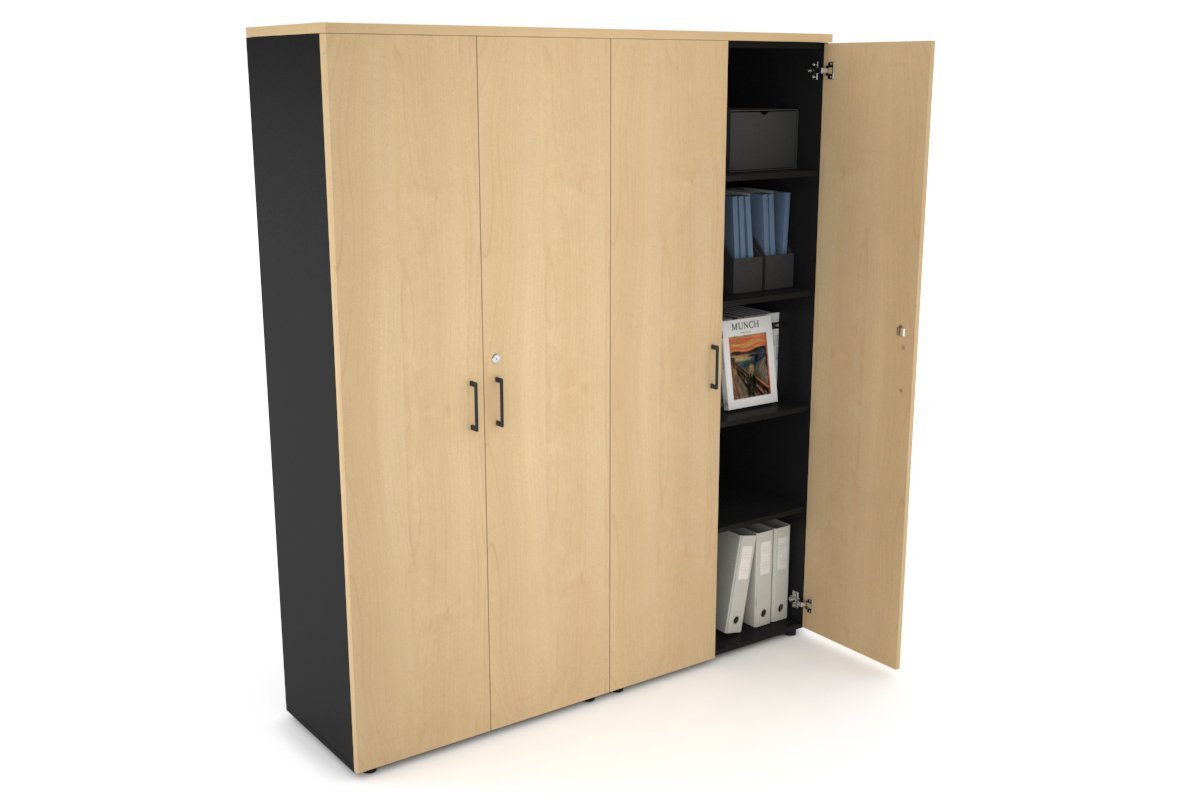 Uniform Large Storage Cupboard with Large Doors [1600W x 1870H x 450D] Jasonl Black maple black handle