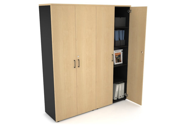 Uniform Large Storage Cupboard with Large Doors [1600W x 1870H x 450D] Jasonl Black maple black handle