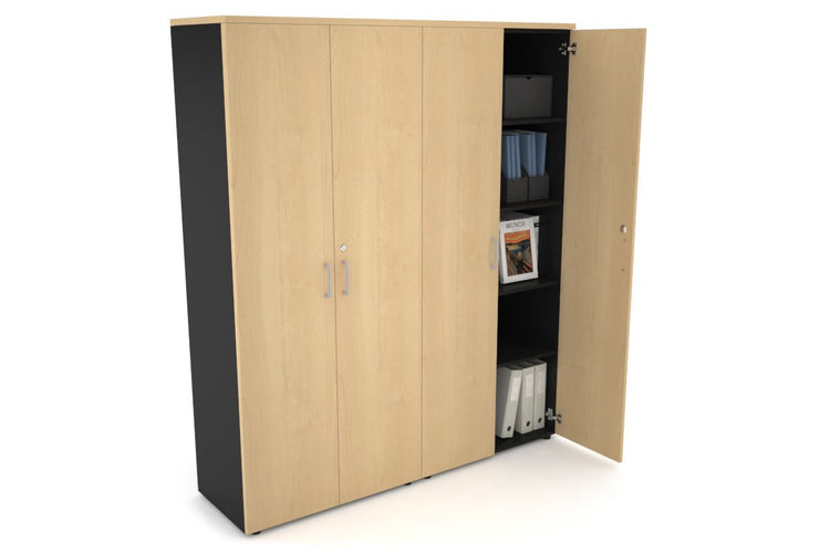 Uniform Large Storage Cupboard with Large Doors [1600W x 1870H x 450D] Jasonl Black maple silver handle