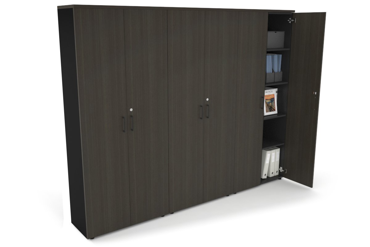 Uniform Large Storage Cupboard with Large Doors [2400W x 1870H x 350D] Jasonl Black dark oak black handle
