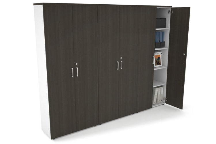 Uniform Large Storage Cupboard with Large Doors [2400W x 1870H x 350D] Jasonl White dark oak white handle
