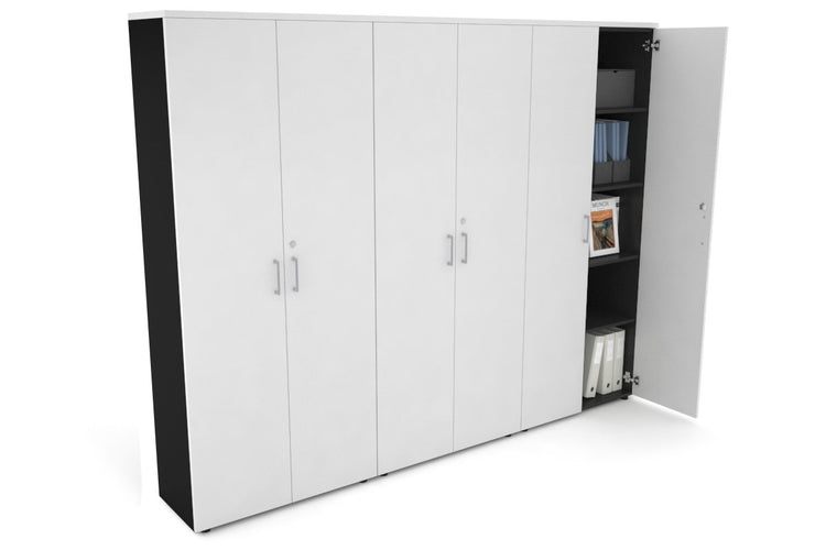 Uniform Large Storage Cupboard with Large Doors [2400W x 1870H x 350D] Jasonl Black white silver handle