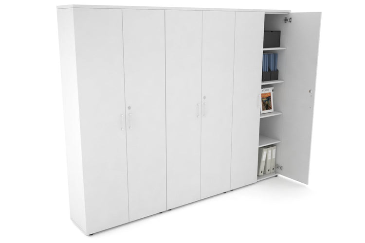 Uniform Large Storage Cupboard with Large Doors [2400W x 1870H x 350D] Jasonl White white white handle