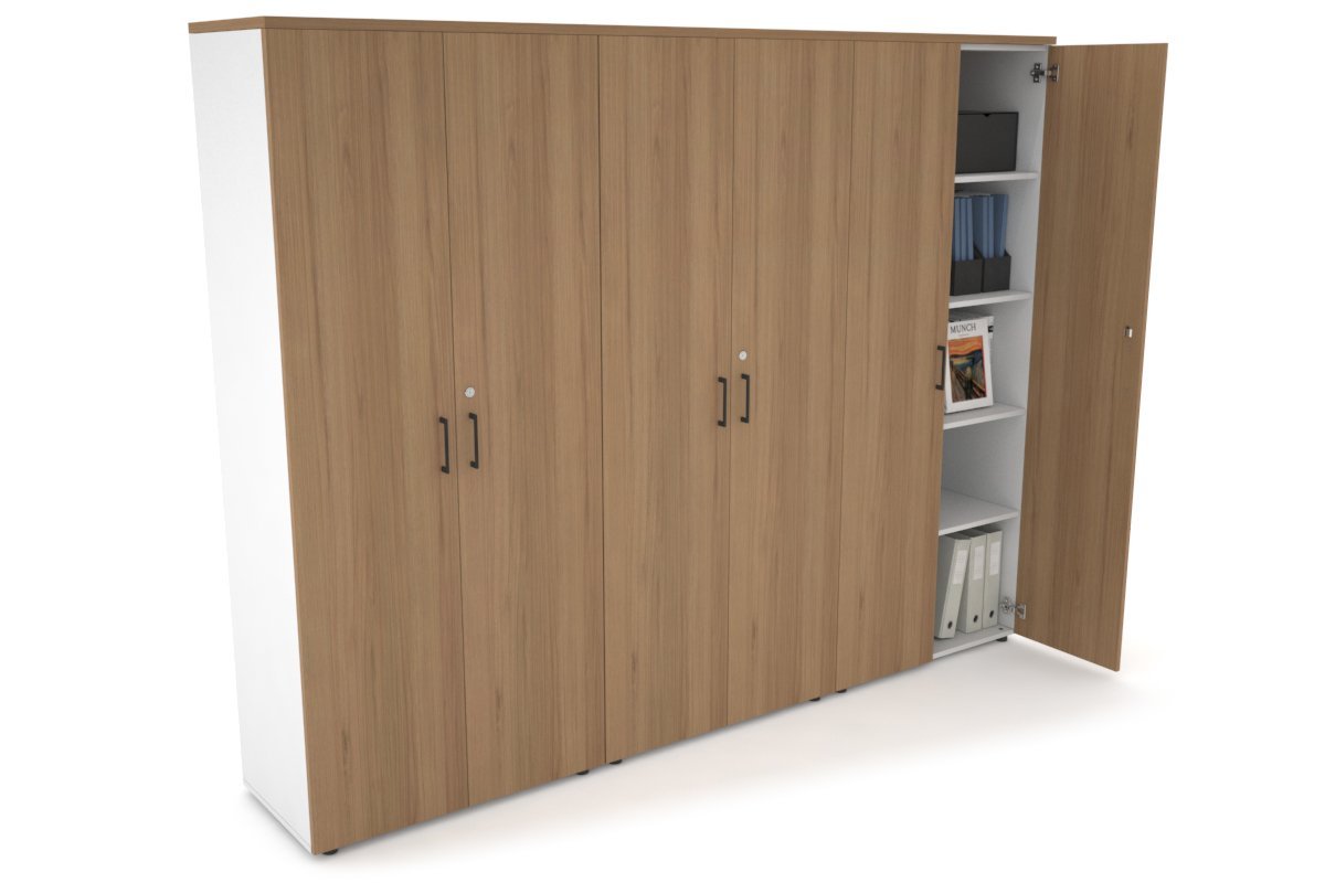 Uniform Large Storage Cupboard with Large Doors [2400W x 1870H x 450D] Jasonl White salvage oak black handle
