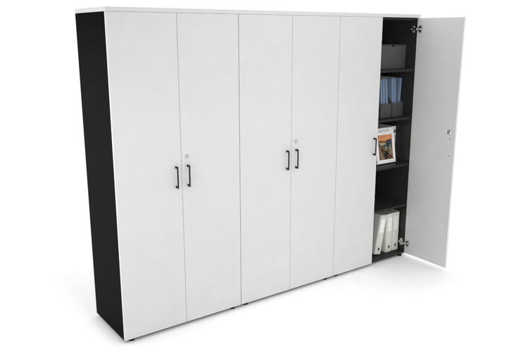 Uniform Large Storage Cupboard with Large Doors [2400W x 1870H x 450D] Jasonl Black white black handle