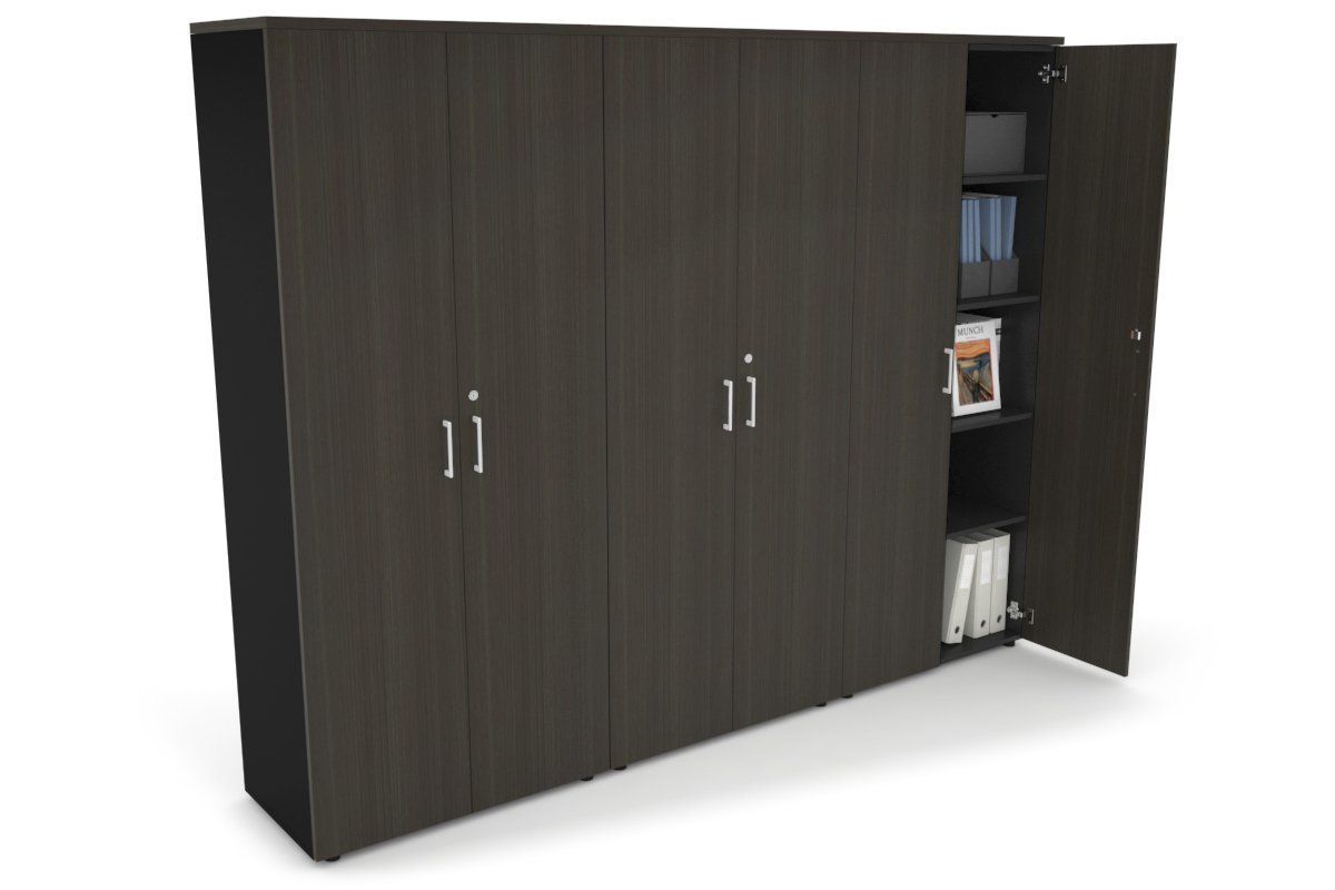 Uniform Large Storage Cupboard with Large Doors [2400W x 1870H x 450D] Jasonl Black dark oak white handle